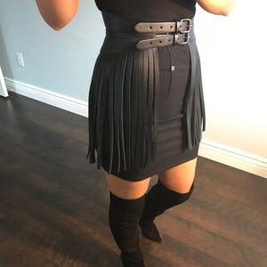 BCBG MAXAZRIA fringe belt skirt
